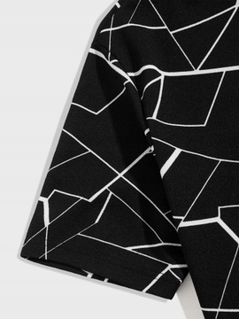 Komplet męski z motywem geometrycznym czarno-biały t-shirt + spodenki M