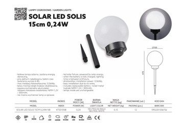 KOBI Солнечный светодиод SOLIS 15CM