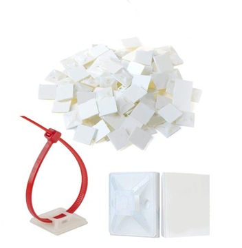 100x PODSTAWKA MONTAŻOWA DO OPASEK KABLOWYCH 20X20 Białe PRZYLEPNA