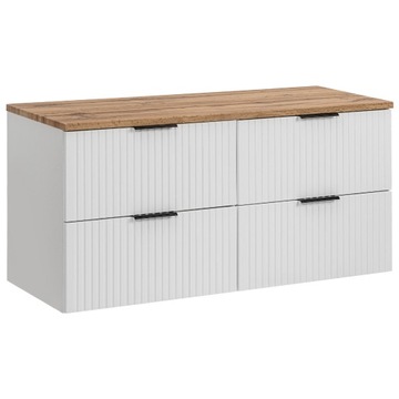 Szafka pod umywalkę 120 cm ADEL WHITE z blatem DĄB WOTAN