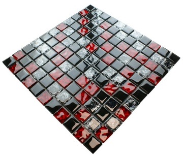 Mozaika szklana czerwona czarna RED MONTE