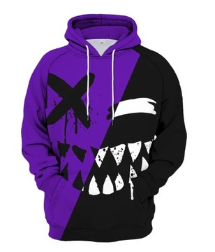 Bluza z kapturem nadruk 3D Uśmiech