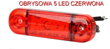 Lampa Obrysowa pozycyjna tylna diodowa 5 led czerwona owiewka