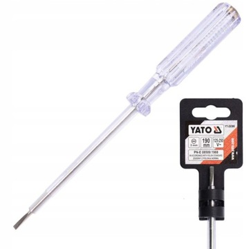 YATO TESTER WSKAŹNIK POMIAROWY PRÓBNIK NAPIĘCIA 125V-250V 3x190mm YT-28300