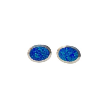 SREBRNE KOLCZYKI OWALNE OPAL pr.925 KS06