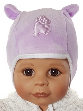 ШАПКА ПОЛЬСКАЯ МЕДВЕДЬ ВЕЛЮРОВАЯ С УШАМИ 0-18MC 15KOL