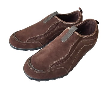 SKÓRZANE BUTY MĘSKIE wsuwane BRĄZ *45