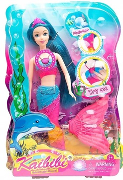LALKA SYRENKA MAGICZNA ŚWIECĄCY OGON NASZYJNIK
