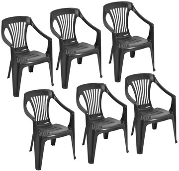 6x САДОВЫЙ СТУЛ ПЛАСТИКОВЫЙ ГРАФИТ-ПИРИТ