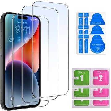 3x SZKŁO HARTOWANE do iPhone 15 Pro Max Apple SZYBKA 9H |zestaw 3 sztuk