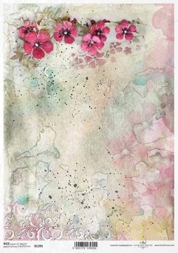 ITD Collection - Decoupage Papier RYŻOWY R1395 - Kwiaty Plamy akwarela - A4
