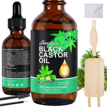 Black Castor Oil in Glass Bottles, 100% Pure and Natural Organic Cold