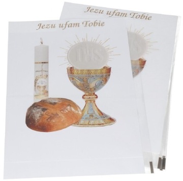 TOREBKA FOLIOWA PIERWSZA KOMUNIA ŚWIĘTA 5SZT CELOFAN XXL