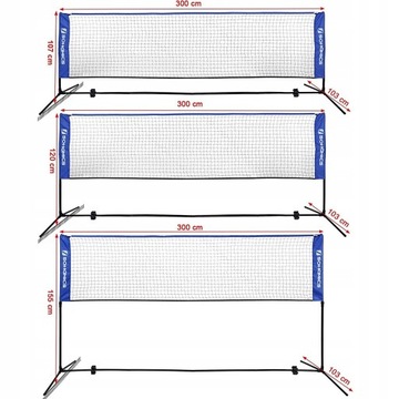 Siatka DO BADMINTONA 3m CZARNA Z REGULOWANĄ WYSOKOŚCIĄ SYQ300HV1 SONGMICS