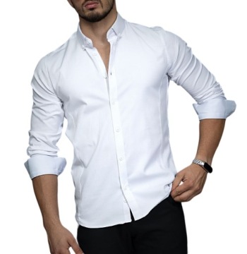 РУБАШКА МУЖСКАЯ ЭЛЕГАНТНАЯ КЛАССИЧЕСКАЯ, БЕЛАЯ - 3XL