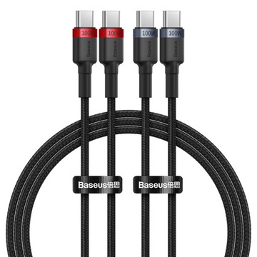 BASEUS ZESTAW KABLI USB-C USB TYP-C PRZEWÓD SZYBKIE ŁADOWANIE 100W PD 2SZT