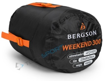 ТЁПЛЫЙ СПАЛЬНЫЙ МЕШОК BERGSON WEEKEND 300 MUMMY до -4 градусов