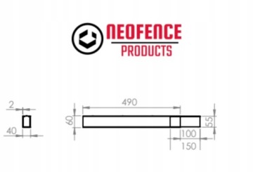 ГЛАДКИЙ УДЛИНИТЕЛЬ СТОЙКИ 40X60 + КОНЦЕВЫЕ ЗАЖИМЫ
