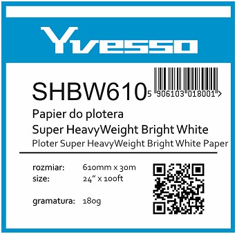 Papier Yvesso Heavyweight Brightwhite 610X30m 180g