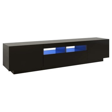 Szafka pod TV z oświetleniem LED, czarna, 180x35x4