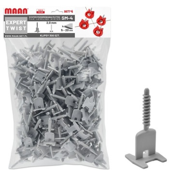 System poziomowania płytek SM-4 EXPERT TWIST KLIPSY FUGA 2MM 300sztuk