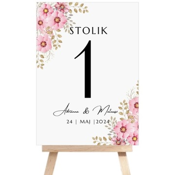 NUMERKI NA STÓŁ WESELNY NUMERY NA STOŁY STOLIKI ZE STOJAKIEM WESELE - WZORY