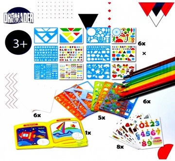 ZESTAW DO MALOWANIA NAUKA ARTYSTA SZABLONY WZORY