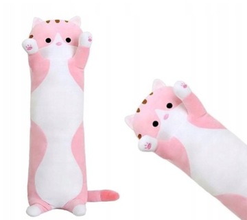 DŁUGI KOTEK KOT RÓŻOWY MASKOTKA PODUSZKA 70 cm XL