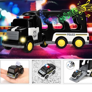 Игрушечная полицейская машина 7 в 1 со звуковыми и световыми эффектами. Автомобильный вертолет с инерционным приводом