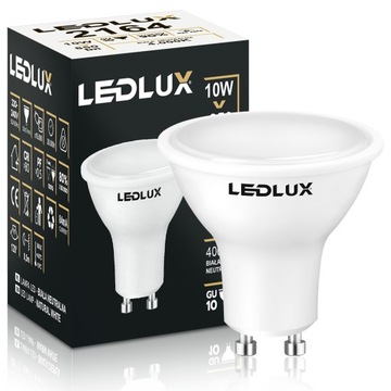 Żarówka LED GU10 10W =85W SMD 4000K neutralna Premium LEDLUX nie mruga