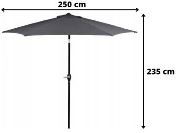 БОЛЬШОЙ СКЛАДНОЙ САДОВЫЙ ЗОНТ, СЛОМАННЫЙ ГРАФИТ, ПРОЧНЫЙ, 260 см, С РУЧКОЙ, ЖЕСТКИЙ, XL