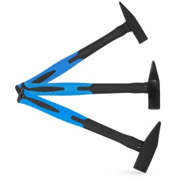 3x Młotek Ślusarski Stalowy 200g 400g 800g Młotki Zestaw Trzonek Fiberglass