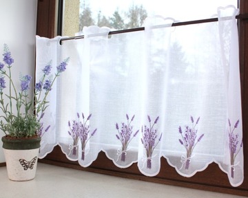 Заздростка Белая Штора для кухни Лаванда Высота вышивки 70 см