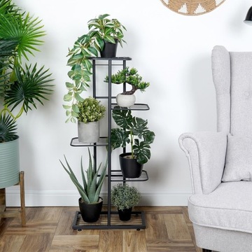 Металлическая подставка для цветов на 6 горшков, 96 см.