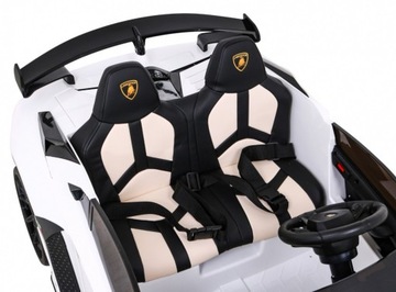 Lamborghini SVJ DRIFT для 2 детей Белый + Функция Drift + Пульт дистанционного управления + MP3 LED