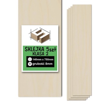 SKLEJKA DESKA 8mm FORMATKA DO LASERA CNC GRAWER 14x75cm 10 SZT KLASA 2