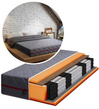 Materac 150x200 KOKOS masujący GREY 24cm 7 stref