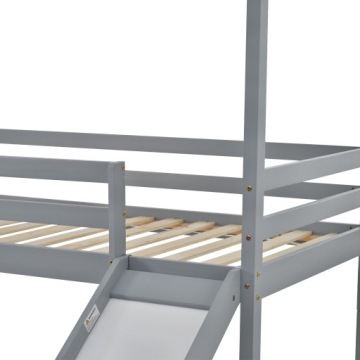 Детская кровать Двухъярусная кровать с горкой серая