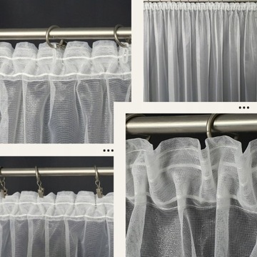 Firanka gotowa z taśmą do kuchni z liściastym wzorem 300x180 cm