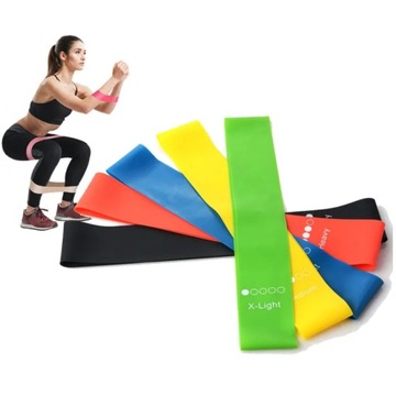 ZESTAW 5 TAŚM OPOROWYCH FITNESS MINI BAND gumy do ćwiczeń treningów
