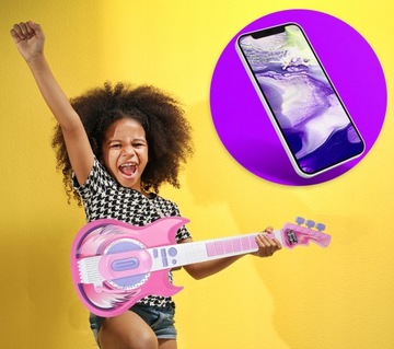 ЭЛЕКТРОРОК-ГИТАРА ДЛЯ ДЕТЕЙ ИГРАЕТ МЕЛОДИИ + МИКРОФОН НА ПОДСТАВКЕ для MP3