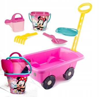 WÓZEK Z RĄCZKĄ DO PIASKOWNICY RÓŻOWY MYSZKA MINNIE