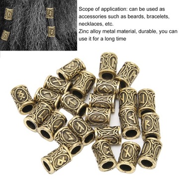 24шт бусины для бороды викингов, бронза, 24 узора, сделай сам