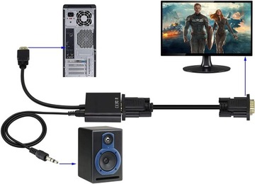 Кабель-переходник-переходник HDMI в VGA DSUB + AUDIO