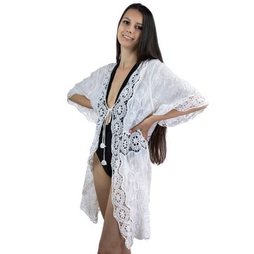 NARZUTKA boho plażowa PAREO długa BIAŁA
