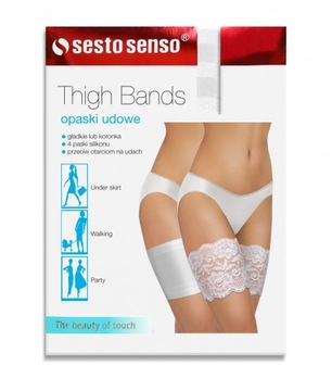 Sesto Senso Thigh Bands gładka biała Opaska 56/58