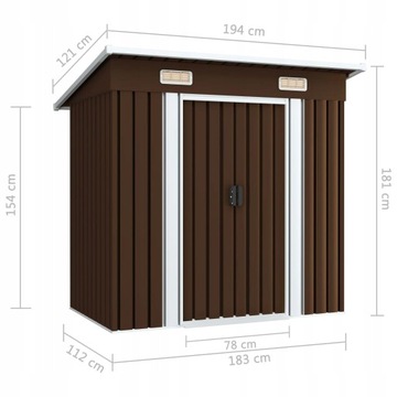vidaXL Садовый навес Коричневый 194 x 121 x 181 см Сталь 47027