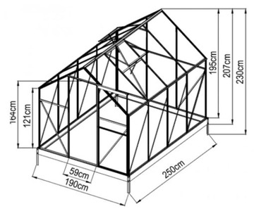 SZKLARNIA OGRODOWA TUNEL 2,5 m x 1,90m POLIWĘGLAN RIWALL