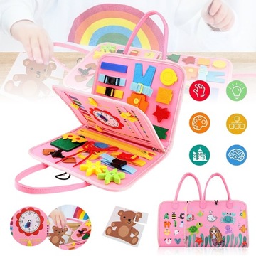 BUSY BOARD MONTESSORI ZABAWKA DLA DZIECI, EDUKACYJNA TABLICA SENSORYCZNA