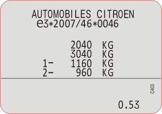 Tabliczka / naklejka znamionowa Citroen
